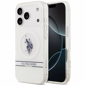 US Polo DH and Bottom Stripe Logo MagSafe Suojakuori iPhone 17 Pro:lle - Valkoinen