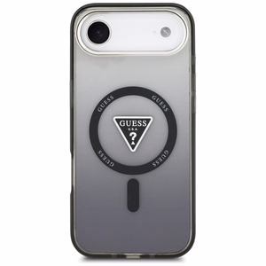 Guess Suojakuori Magsafe IML Gradient Triangle Logo -painatuksella ja hopeisilla metallisilla kameranäppäimillä iPhone 17 Air:lle musta