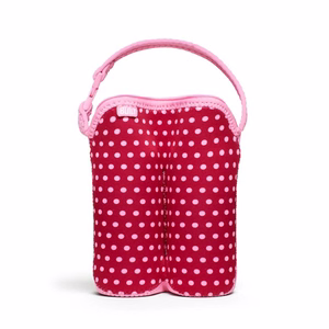 BUILT Bottle Buddy eristetty neopreenilaukku kahdelle pullolle, Baby Pink Mini Dots