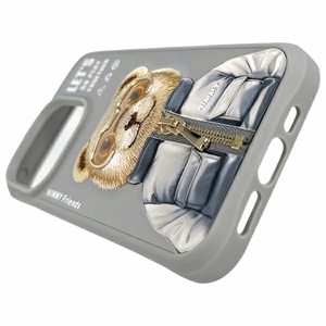 NIMMY Suojakuori COOL&CUTE 2.0 Karhu iPhone 15 Pro Max:lle harmaa