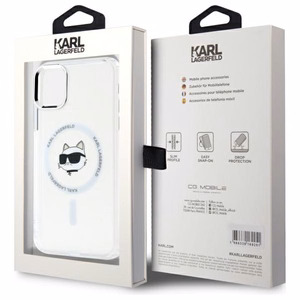 Karl Lagerfeld IML Metal Choupette Head MagSafe iPhone 11 Suojakuori - valkoinen