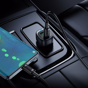 Borofone Autolaturi BZ34B Cloud - USB + Type C - QC 3.0 PD 38W Type C - Type C -kaapelilla Musta