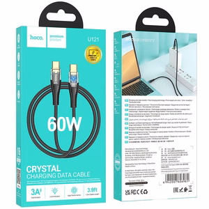 Hoco USB-C - USB-C -kaapeli 3A 60W 1,2 m U121 - musta
