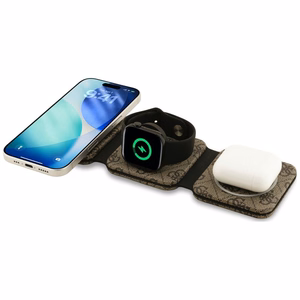 Langaton laturi 3in1 yhteensopiva MagSafe 15W GUESS GUE005640 ruskea