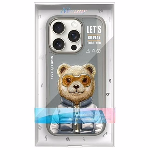 NIMMY Suojakuori COOL&CUTE 2.0 Karhu iPhone 16 Pro Max:lle harmaa
