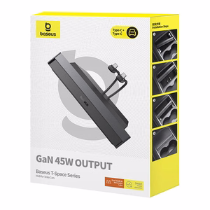 Keskitin Baseus T-Space USB-C - lightning -kaapeleilla Tesla-autoihin (musta)