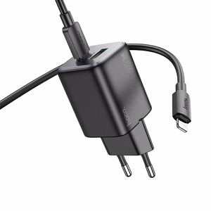 Laturi Hoco USB-A + USB-C QC PD 3A 20W + USB-C - Lightning -kaapeli N41 musta