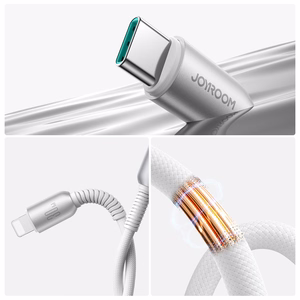 Joyroom S-A51 Cutting-Edge Series 30W USB-C - Lightning -kaapeli 1,2 m - vaaleanharmaa