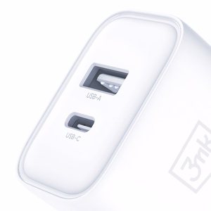Tarvikkeet – 3mk DualCharge 20W PD3.0 QC 3.0 PPS USB 1A1C, valkoinen