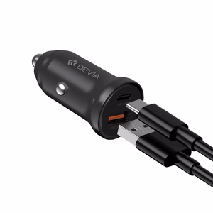 Devia autolaturi Smart Mini PD QC 3.0 30W 1x USB 1x USB-C valkoinen