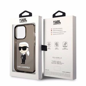 Karl Lagerfeld KLHCP14LHNIKTCK iPhone 14 Pro 6.1 musta/musta kova suojakuori Ikonik Karl Lagerfeld