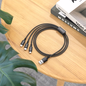Musta Borofone BX72 3-in-1 USB–USB-C / Micro-USB / Lightning -kaapeli, 2 A, 1 m