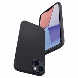 Spigen Silicone Fit Mag -kotelo MagSafella iPhone 14 Plus -puhelimelle - musta