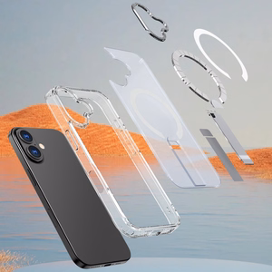 Hybrid Armor X Suojakuori jalustalla iPhone 17:lle, yhteensopiva MagSafen kanssa - läpinäkyvä