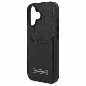 Karl Lagerfeld Cardslots Monogram iPhone 16 Suojakuori - Musta