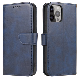 Lompakko-Suojakuori jalustalla iPhone 15 Pro:lle Magnet Case - sininen