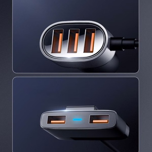 Joyroom nopea autolaturi 5x USB 6.2 A jatkokaapelilla musta (JR-CL03)