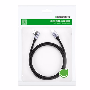 Ugreen US255 50125 USB-C (suora) / USB-C (kulma) PD QC -kaapeli 60W 3A 2m - harmaa