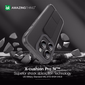 Amazing Thing Titan Pro Holder Suojakuori 10FT IP156.7PTHBK iPhone 15 Pro Max:lle musta jalustalla