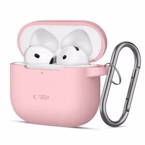 Tech-Protect Silicone Hook Suojakuori AirPods 4 -kuulokkeille - vaaleanpunainen
