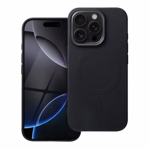 Silikoninen Mag Cover iPhone 16 PRO:lle yhteensopiva MagSafen kanssa (iso reikä) musta