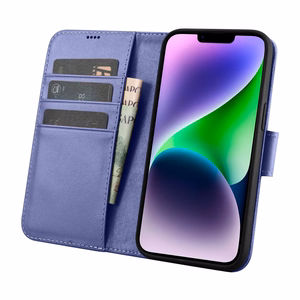 iCarer Wallet Case 2in1 Cover iPhone 14 Plus Anti-RFID Leather Flip Case Light Purple (WMI14220727-LP)