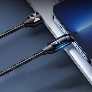 USB-A Kaapeli - Lightning Wozinsky WUALC2 LED-näytöllä 2.4A 2m - musta
