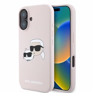 Karl Lagerfeld Silikoninen Nauble Heads Print MagSafe Suojakuori iPhone 16 Plus:lle - Vaaleanpunainen