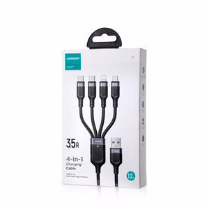 Joyroom Multi-Use Series S-A18 4in1 USB-A - USB-C / USB-C / Lightning / micro USB Kaapeli 1.2m - musta