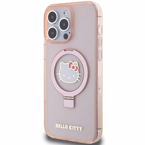 Hello Kitty Ring Stand Glitter Electrop Logo MagSafe Suojakuori iPhone 15 Pro Max:lle - vaaleanpunainen