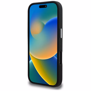 Karl Lagerfeld FW Grained Signature Logo Suojakuori iPhone 16 Pro - musta