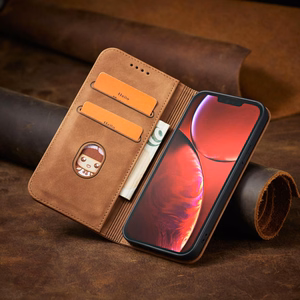 Magneetti Fancy Case Kotelo iPhone 13 Pro Max pussi kortti lompakko kortin haltija Brown