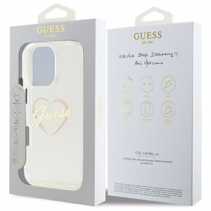 Guess IML Heart Suojakuori iPhone 16 Pro:lle - läpinäkyvä