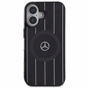 Mercedes MB Double Layer Crossed Lines MagSafe Suojakuori iPhone 16:lle - musta