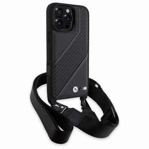 BMW M Edition Carbon Stripe & hihna suojakuori iPhone 16 Pro Max:lle - musta
