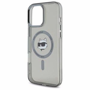 Karl Lagerfeld IML Metal Choupette Head MagSafe iPhone 16 Pro Suojakuori - Musta