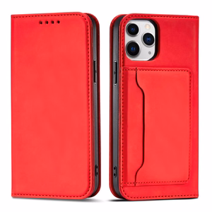 Magneettikorttikotelo iPhone 12 Pro Max Kotelo kortti lompakko kortinhaltija Punainen