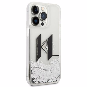 Karl Lagerfeld Liquid Glitter Big KL kotelo iPhone 14 Pro - hopea