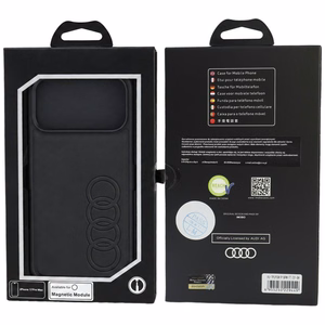 Audi TT -keinonahkasuojakuori laitteelle iPhone 18 Pro Max / 17 Pro Max, MagSafe-yhteensopiva – musta