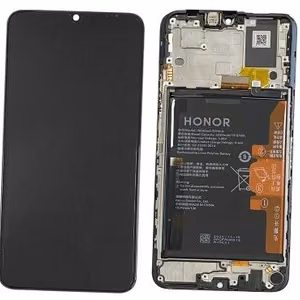 Alkuperäinen Huawei Honor X7a LCD-näyttö- ja kosketuspaneelimoduuli kehyksellä ja akulla, musta (huoltopakkaus)