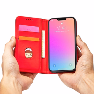 Magnet Card Case case for Samsung Galaxy S23+ flip cover wallet stand red