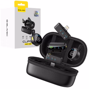 Blavec Lavalier mikrofonit x 2 MK-02 ClipGo Combo: Type C, Lightning, BT (LMMK02-B) musta