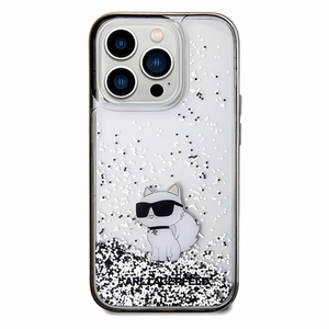 Karl Lagerfeld Liquid Glitter Choupette -suojakuori iPhone 14 Prolle - läpinäkyvä