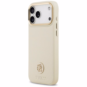 Guess Grained Strass Logo MagSafe -suojakuori iPhone 17 Pro Max - beige