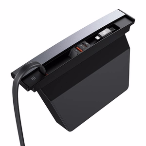 Keskitin Baseus T-Space USB-C - lightning -kaapeleilla Tesla-autoihin (musta)