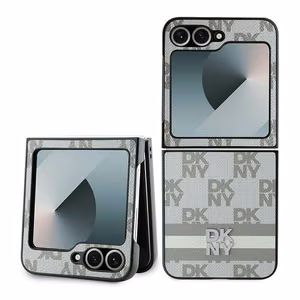 DKNY Checkered Pattern Painetut Raidat Suojakuori Samsung Galaxy Z Flip 6:lle - Beige