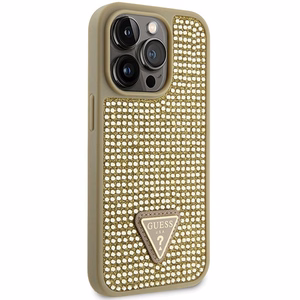 Guess GUHCP14LHDGTPD iPhone 14 Pro 6.1 kultainen/kultainen kovakuori Rhinestone Triangle