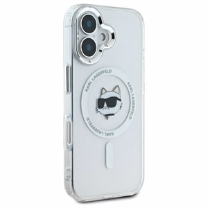 Karl Lagerfeld Suojakuori iPhone 16 6.1 KLHMP16SHLSCHH Valkoinen Kova IML Metal Choupette Head MagSafe