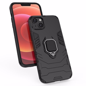 Ring Armor tapauksessa iPhone 14 panssaroitu kansi magneettinen haltija rengas musta