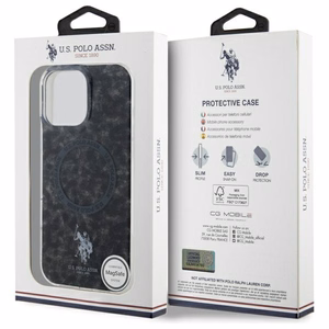 US Polo IML Ring MagSafe kotelo iPhone 16 Pro - musta
